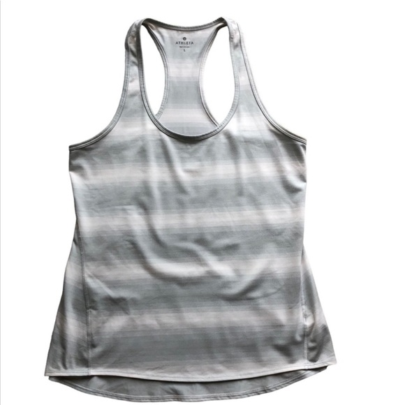 Athleta Large Racerback Tank Top Stripes Gray - Picture 1 of 6